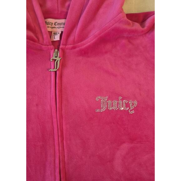 Juicy Couture Soft Velour Hot Pink Track Suit Jacket Pants Set Size Large - Picture 3 of 12